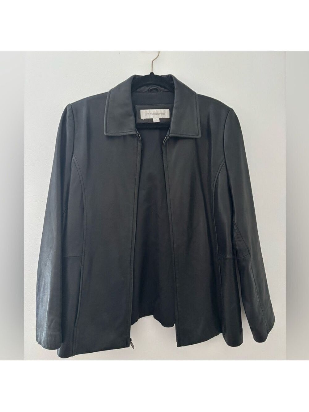 Liz Claiborne Women’s Leather Zip Jacket with pockets